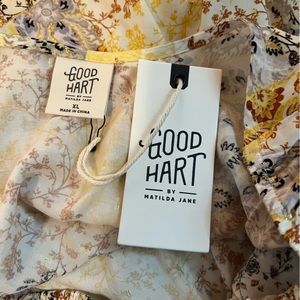 Matilda Jane Good Hart Peasant top side slit XL new with tag yellow patchwork